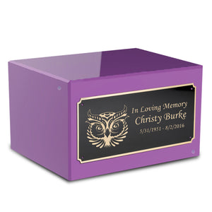 Custom Engraved Heritage Purple Adult Cremation Urn Memorial Box for Ashes