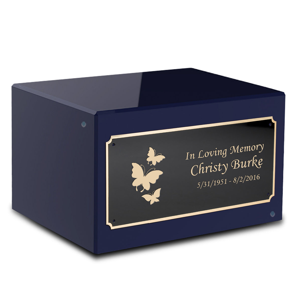 Custom Engraved Heritage Navy Adult Cremation Urn Memorial Box for Ashes