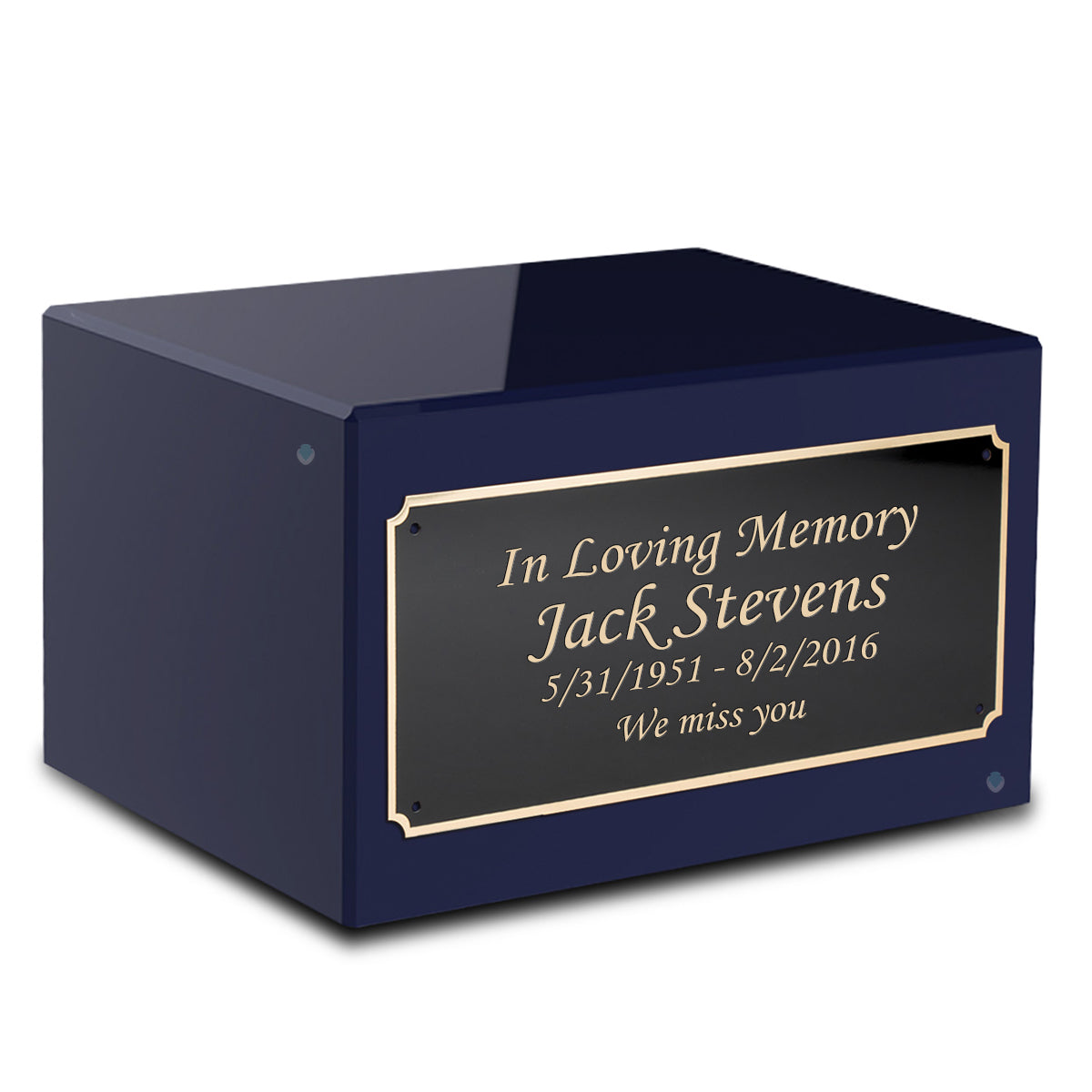Custom Engraved Heritage Navy Adult Cremation Urn Memorial Box for Ashes