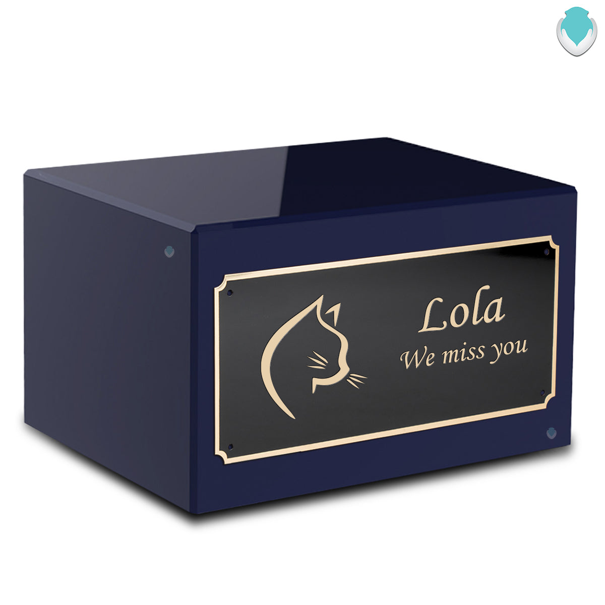 Heritage Navy Cat Large Pet Cremation Box Urn