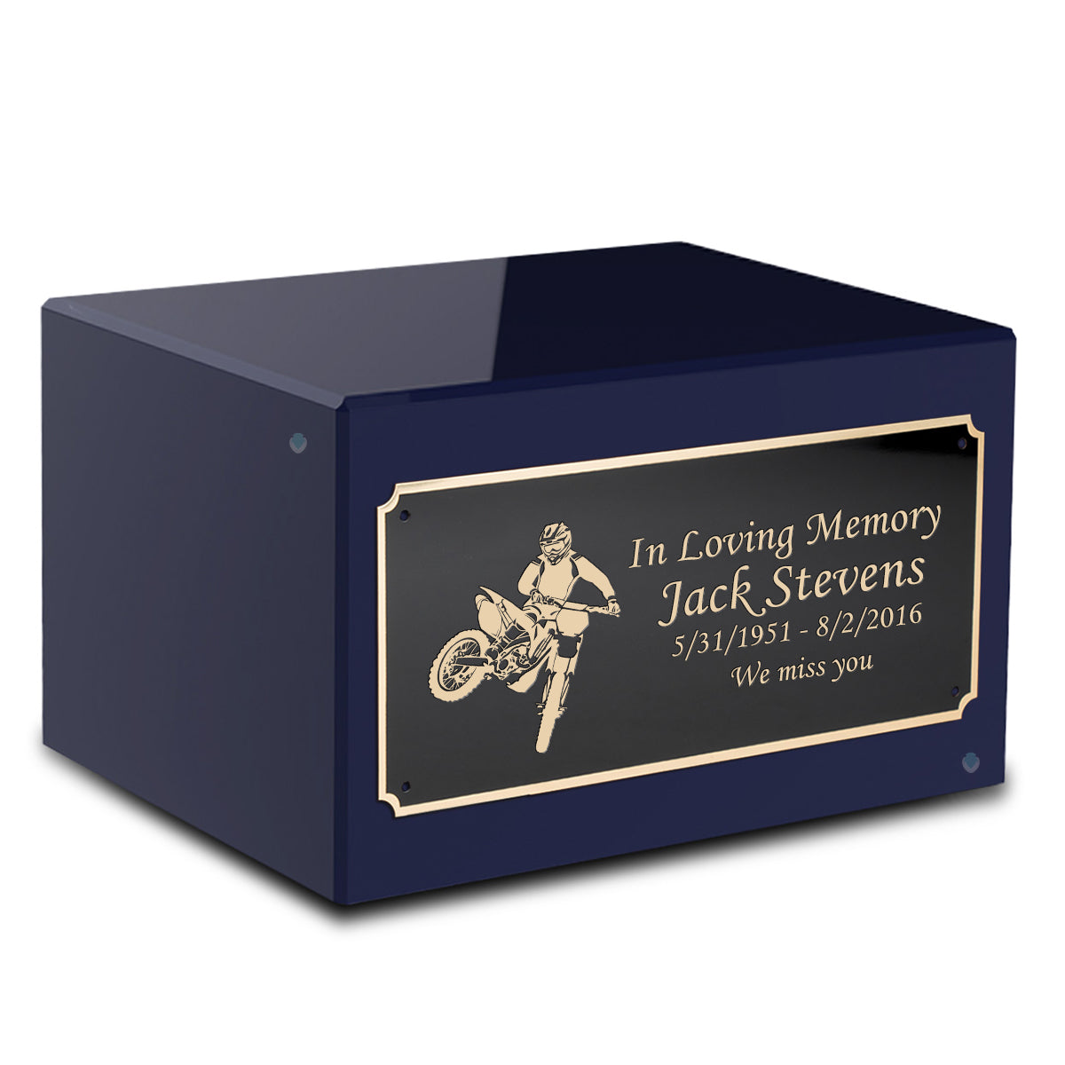 Custom Engraved Heritage Navy Adult Cremation Urn Memorial Box for Ashes