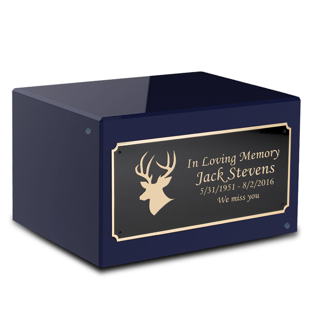 Custom Engraved Heritage Navy Adult Cremation Urn Memorial Box for Ashes