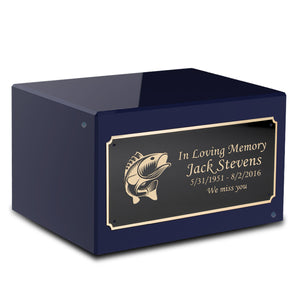 Custom Engraved Heritage Navy Adult Cremation Urn Memorial Box for Ashes