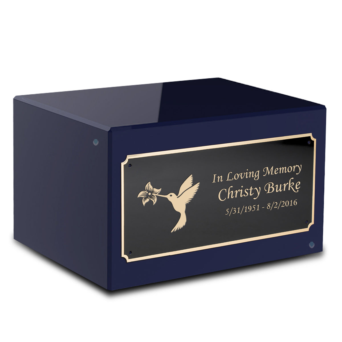 Custom Engraved Heritage Navy Adult Cremation Urn Memorial Box for Ashes