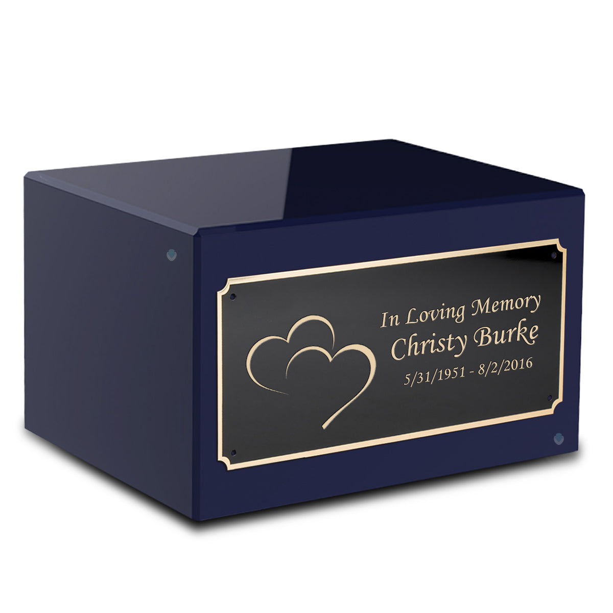 Custom Engraved Heritage Navy Adult Cremation Urn Memorial Box for Ashes