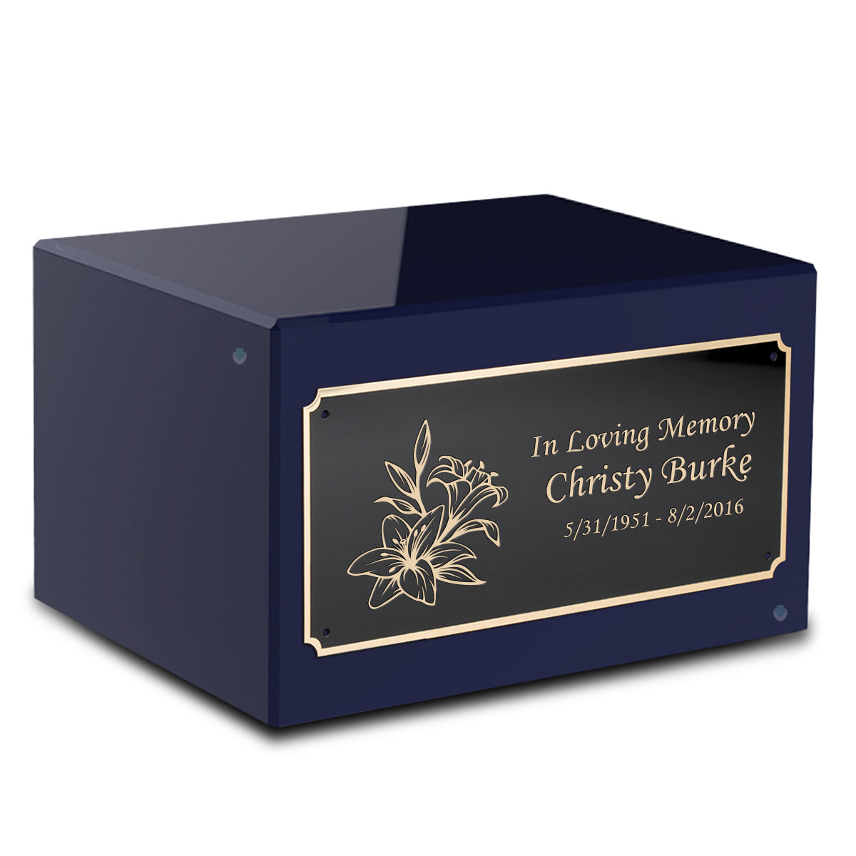 Custom Engraved Heritage Navy Adult Cremation Urn Memorial Box for Ashes