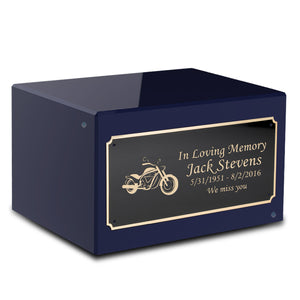 Custom Engraved Heritage Navy Adult Cremation Urn Memorial Box for Ashes