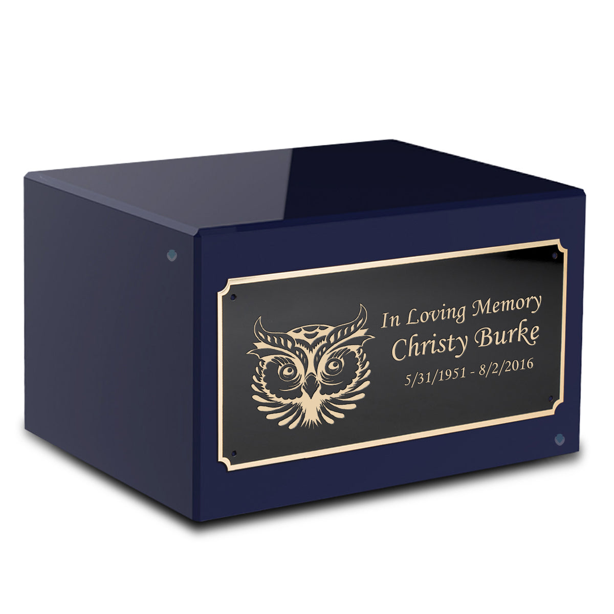 Custom Engraved Heritage Navy Adult Cremation Urn Memorial Box for Ashes