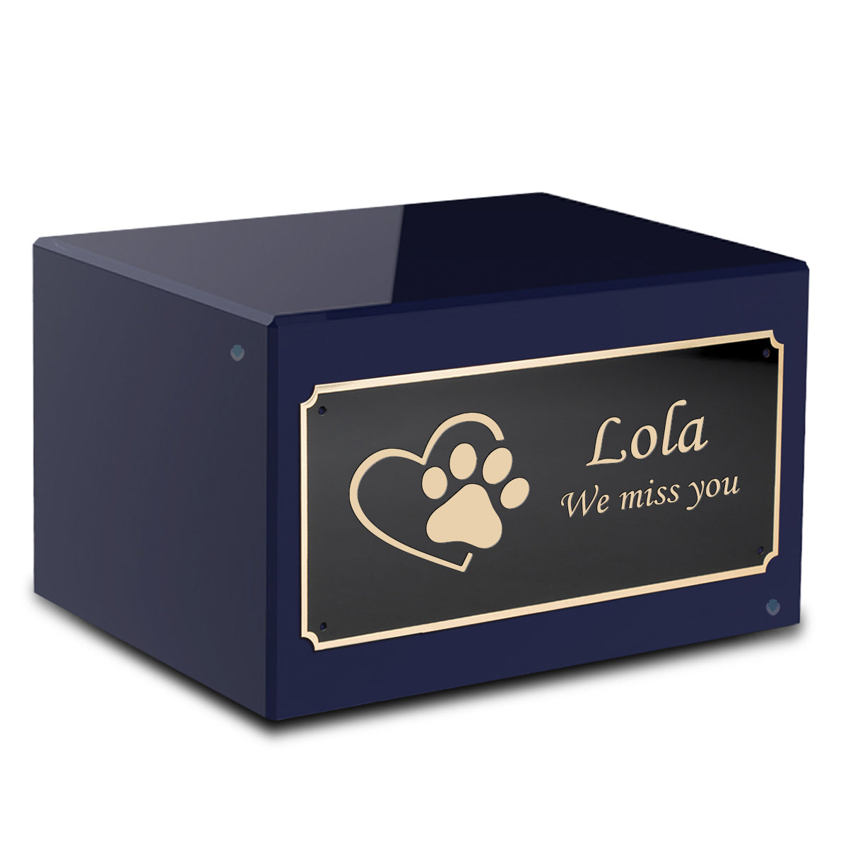 Heritage Navy Single Paw Heart Large Pet Cremation Box Urn
