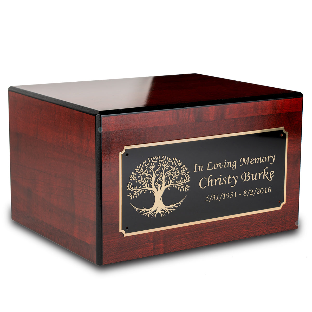 Custom Engraved Heritage Cherry Adult Cremation Urn Memorial Box for Ashes