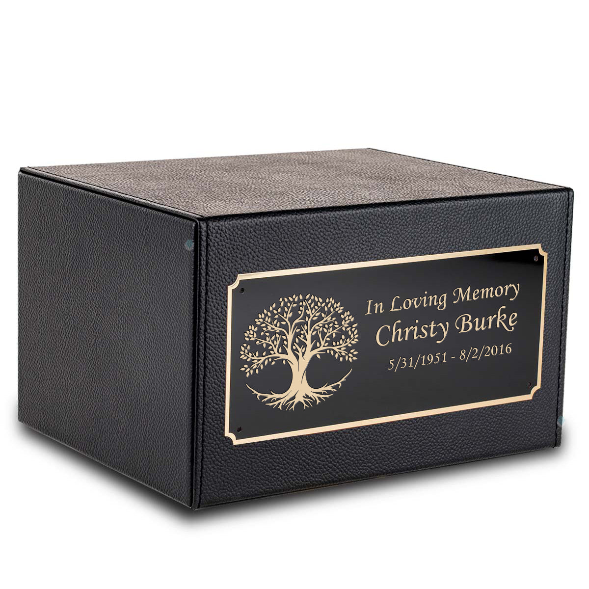 Custom Engraved Heritage Leather Adult Cremation Urn Memorial Box for Ashes