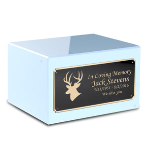 Custom Engraved Heritage Light Blue Adult Cremation Urn Memorial Box for Ashes