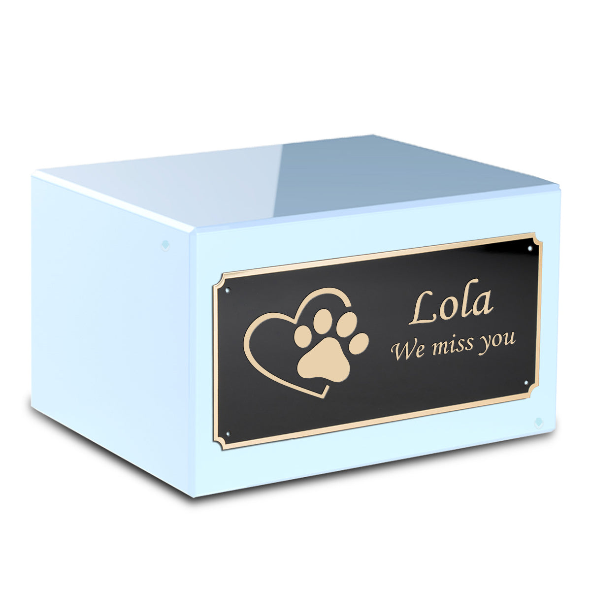 Heritage Light Blue Single Paw Heart Large Pet Cremation Box Urn