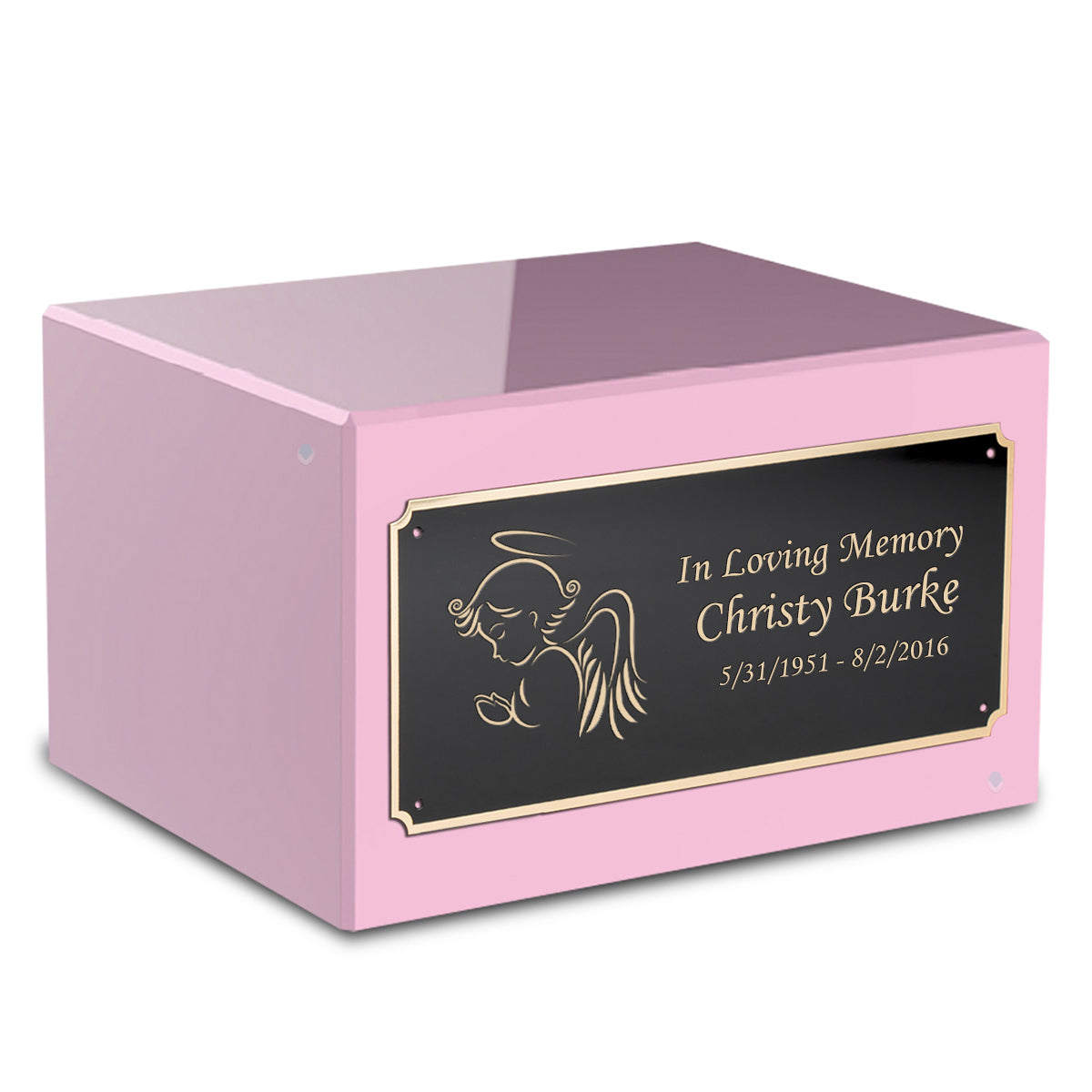 Custom Engraved Heritage Light Pink Adult Cremation Urn Memorial Box for Ashes