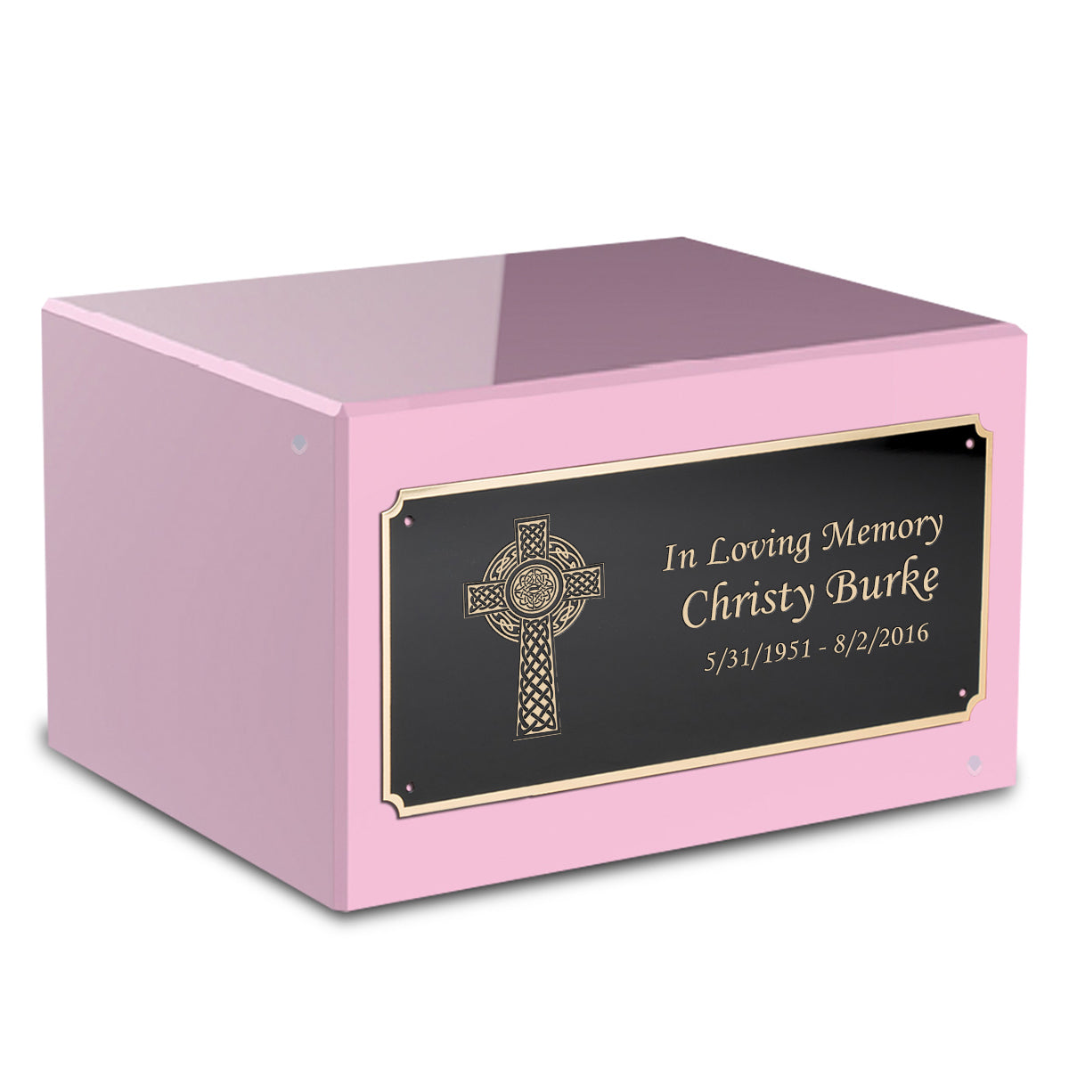 Custom Engraved Heritage Light Pink Adult Cremation Urn Memorial Box for Ashes