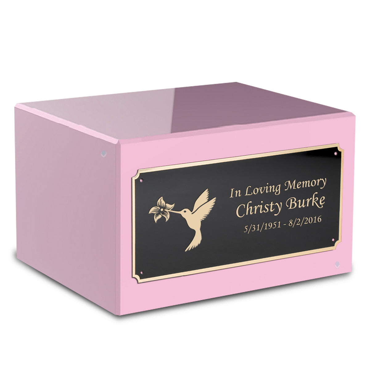 Custom Engraved Heritage Light Pink Adult Cremation Urn Memorial Box for Ashes