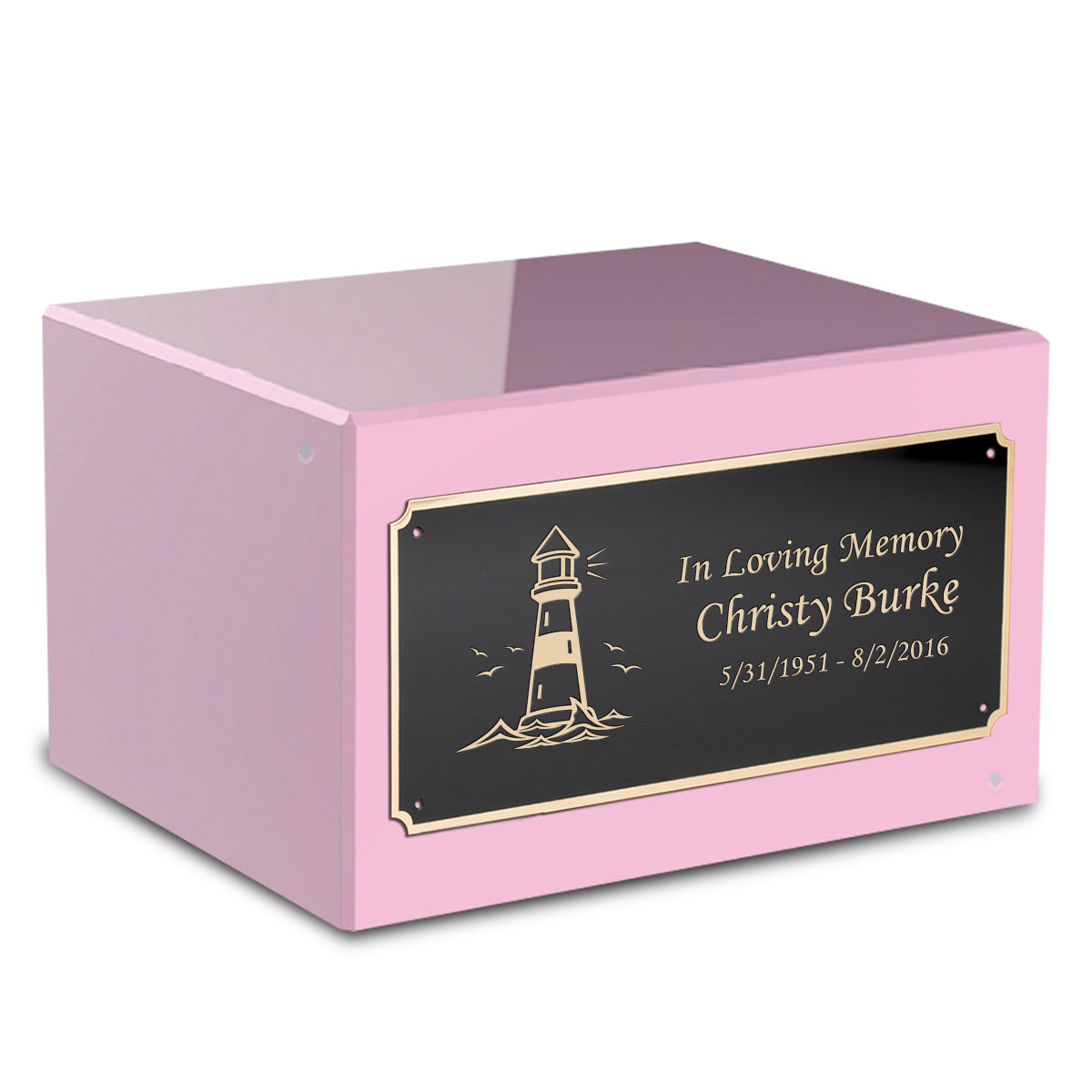 Custom Engraved Heritage Light Pink Adult Cremation Urn Memorial Box for Ashes