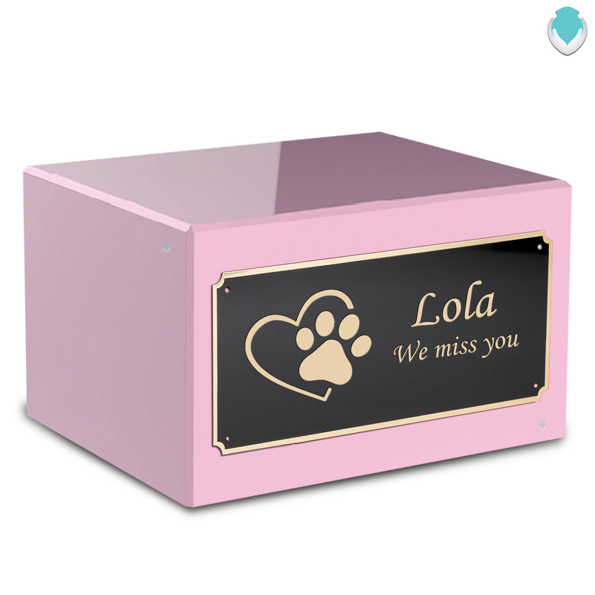 Heritage Light Pink Single Paw Heart Large Pet Cremation Box Urn