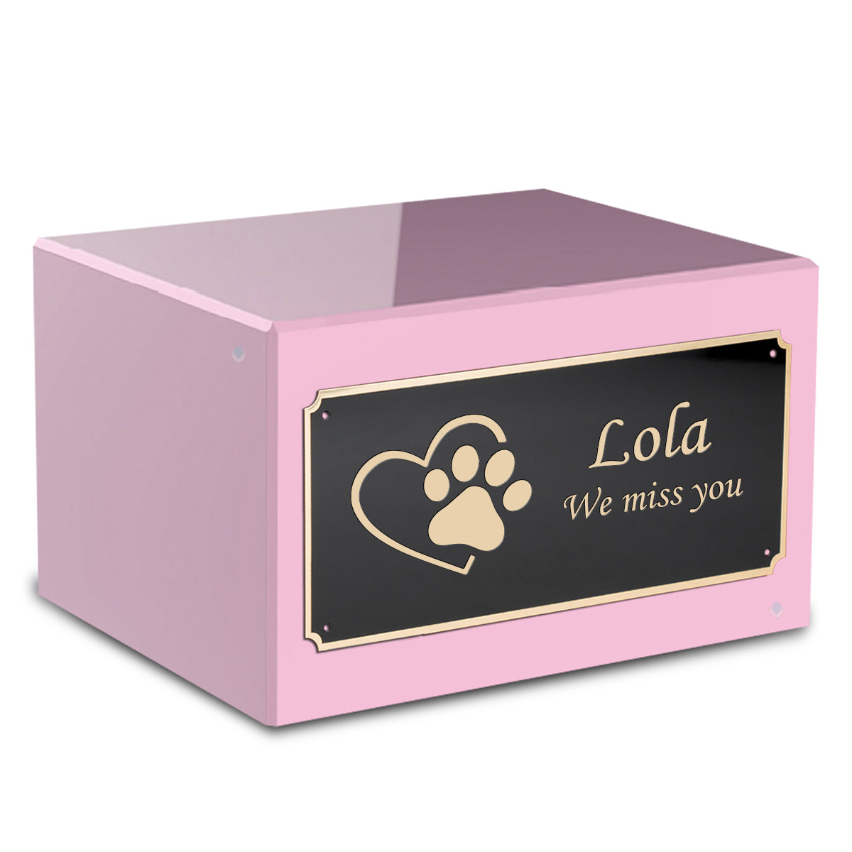 Heritage Light Pink Single Paw Heart Large Pet Cremation Box Urn