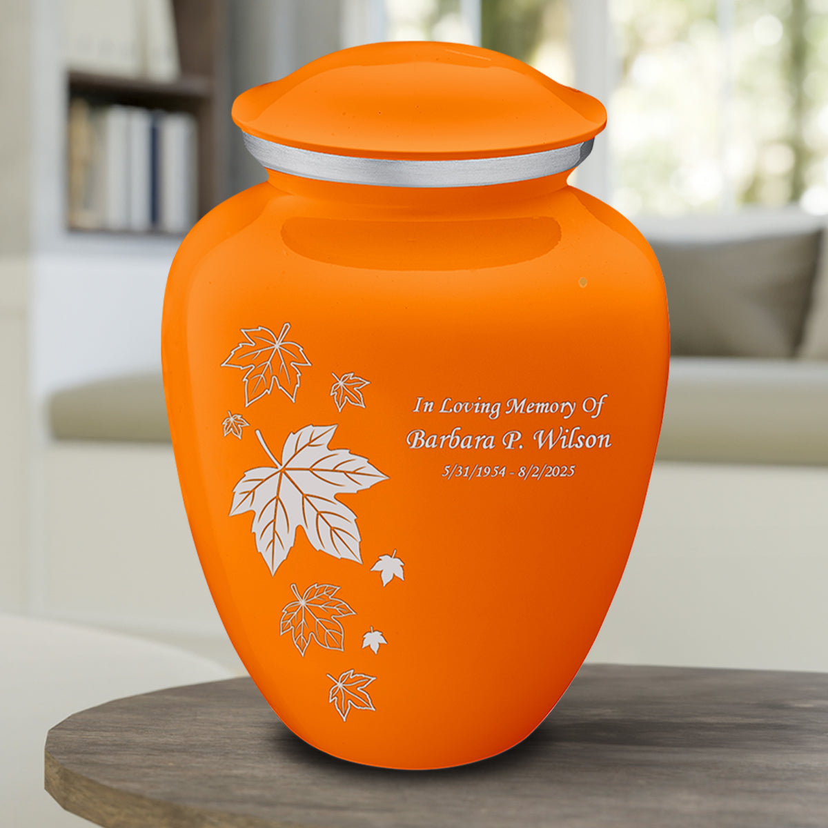 Adult Embrace Burnt Orange Falling leaves Cremation Urn