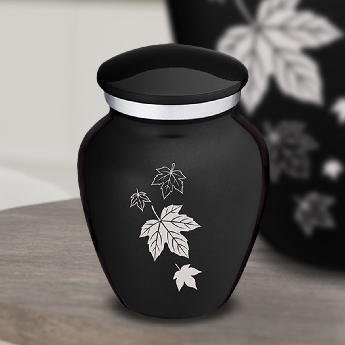 Keepsake Embrace Black Falling Leaves Cremation Urn