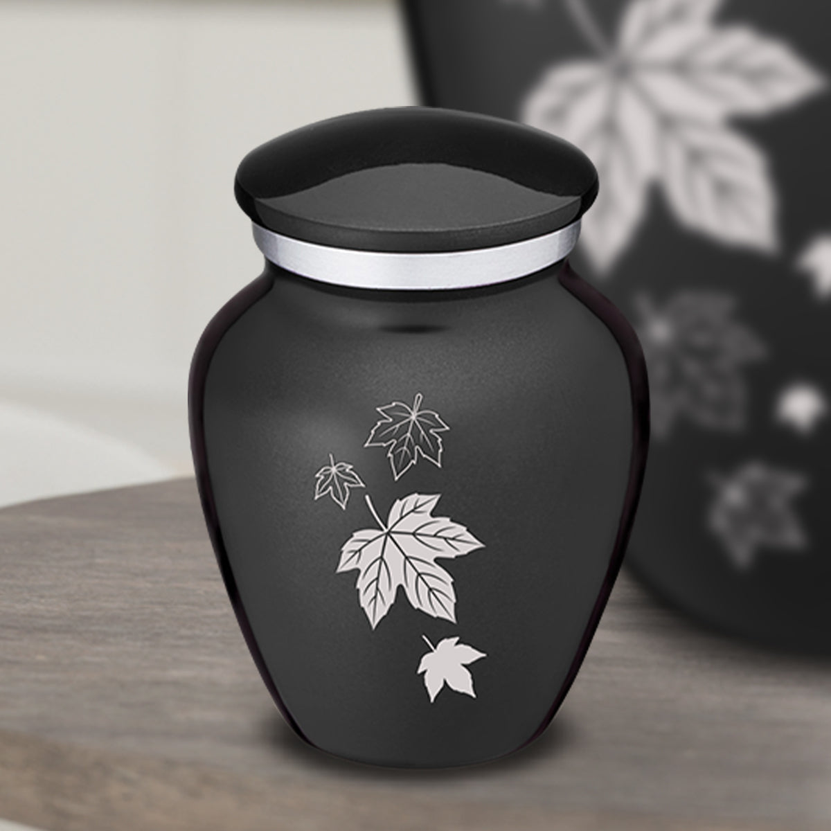 Keepsake Embrace Charcoal Falling Leaves Cremation Urn