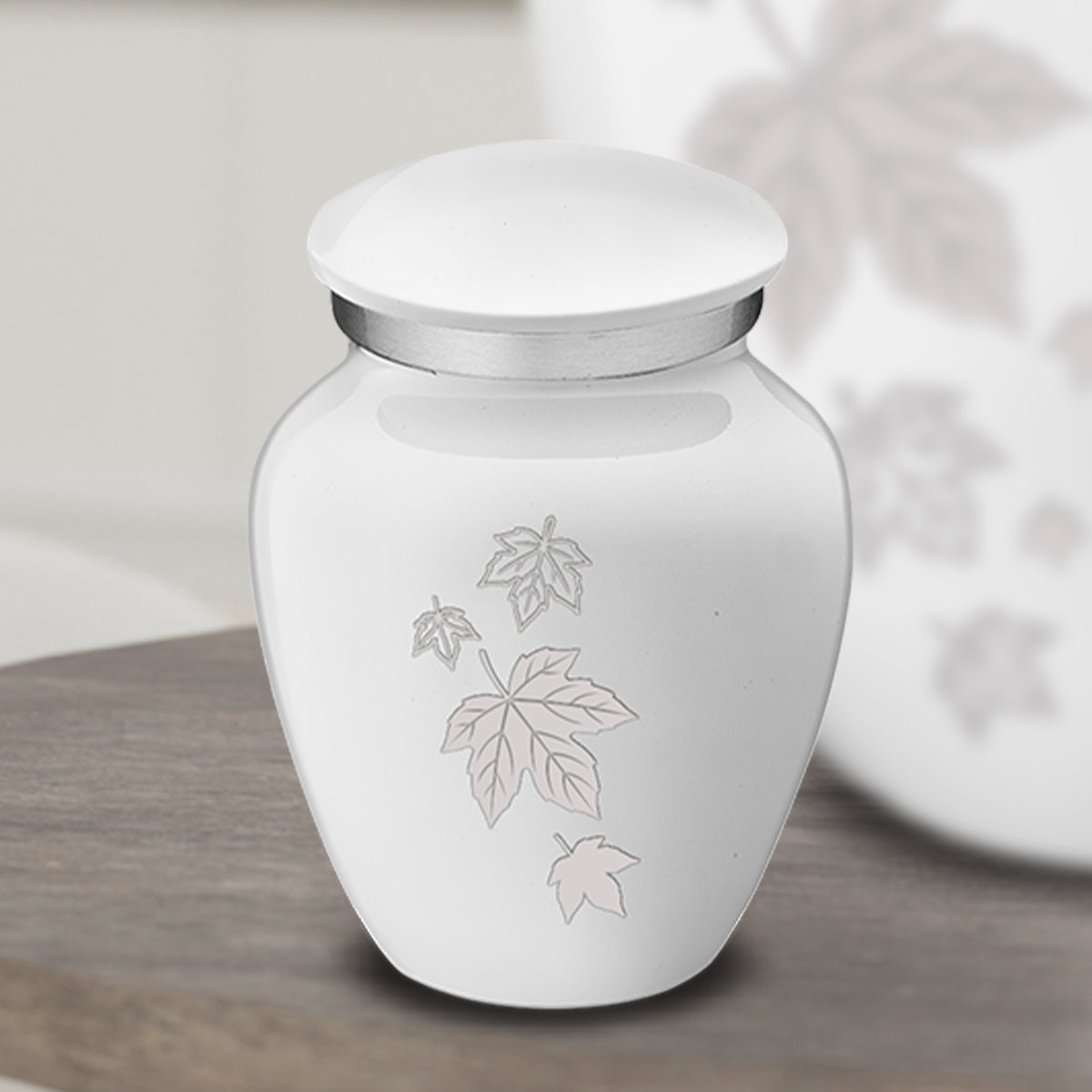 Keepsake Embrace White Falling Leaves Cremation Urn