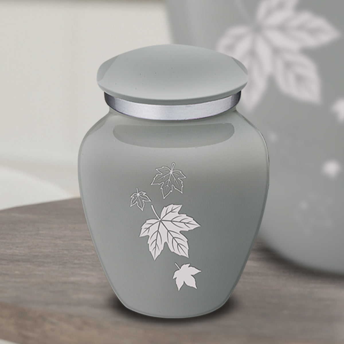 Keepsake Embrace Slate Grey Falling Leaves Cremation Urn