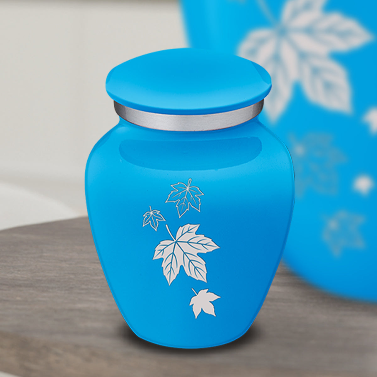 Keepsake Embrace Racing Blue Falling Leaves Cremation Urn