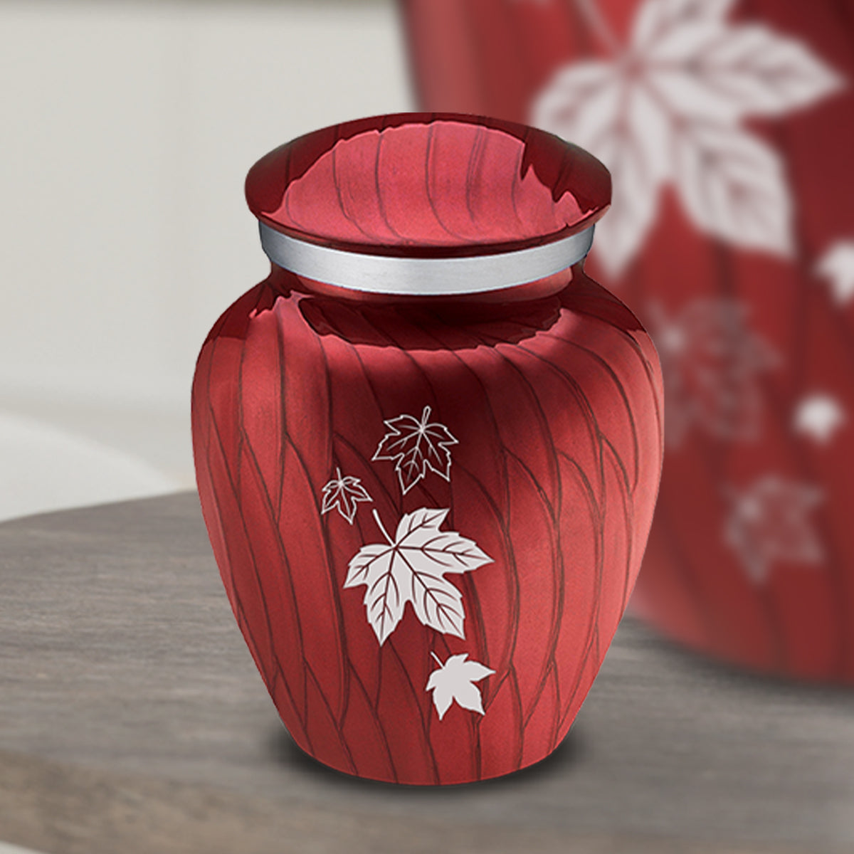 Keepsake Embrace Pearl Candy Red Falling Leaves Cremation Urn