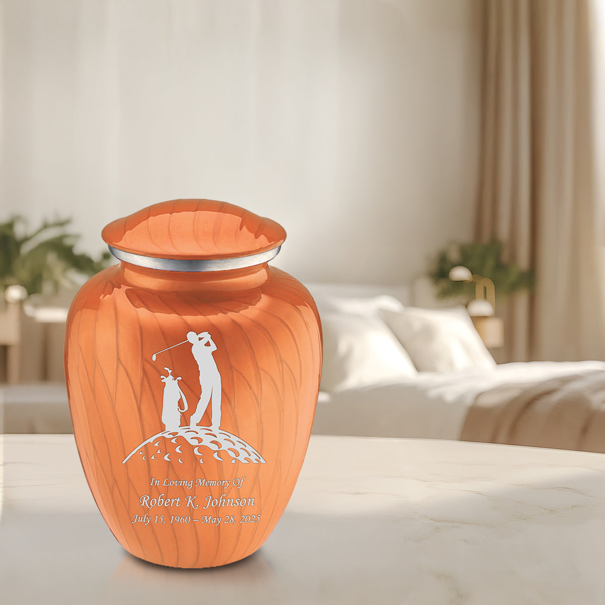 Adult Embrace Pearl Orange Golf Cremation Urn