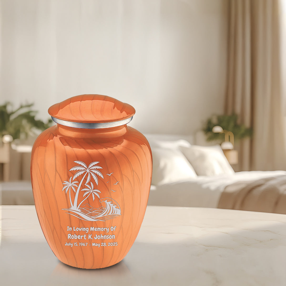 Adult Embrace Pearl Orange Palm Beach Cremation Urn