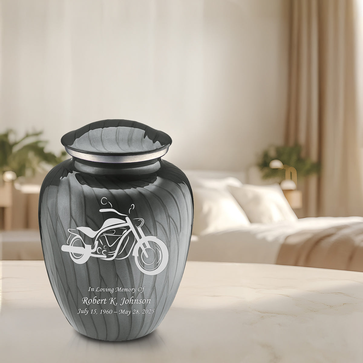 Adult Embrace Pearl Silver Motorcycle Cremation Urn