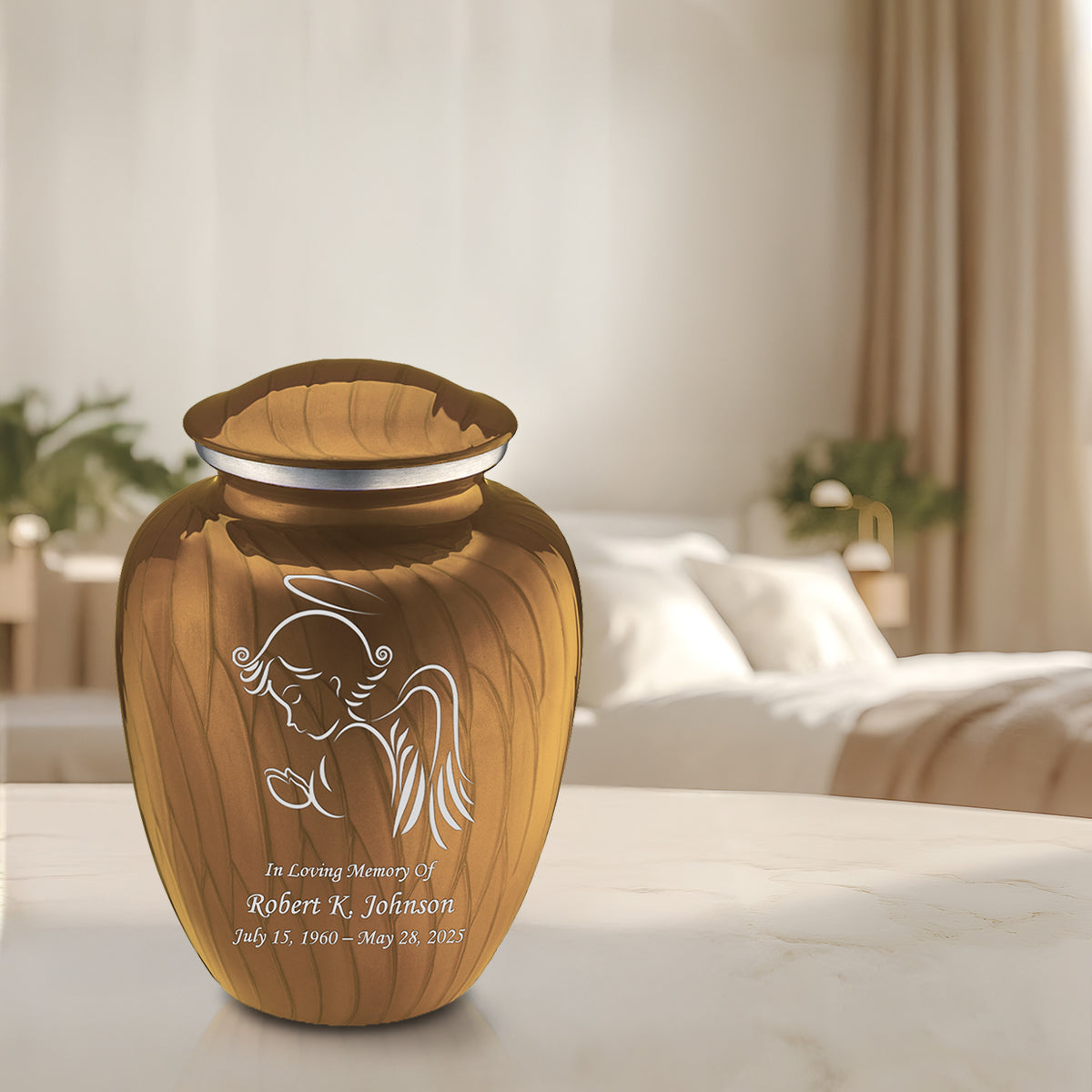 Adult Embrace Pearl Gold Angel Cremation Urn