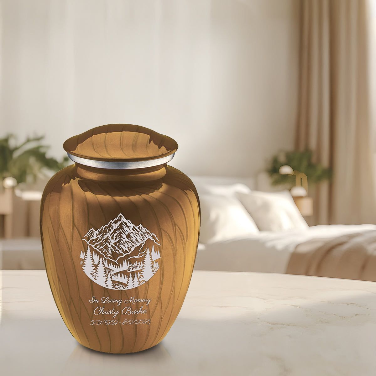 Adult Embrace Pearl Gold Rocky Mountains Cremation Urn