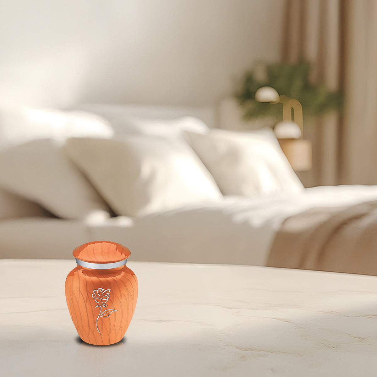 Keepsake Embrace Pearl Orange Rose Cremation Urn
