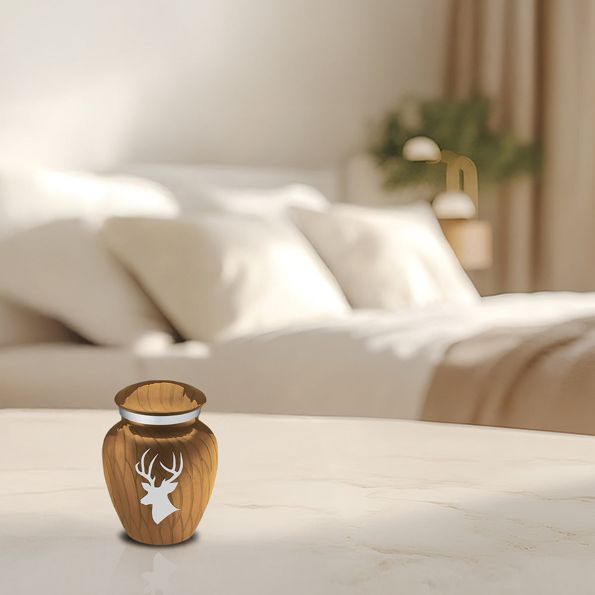 Keepsake Embrace Pearl Gold Deer Cremation Urn