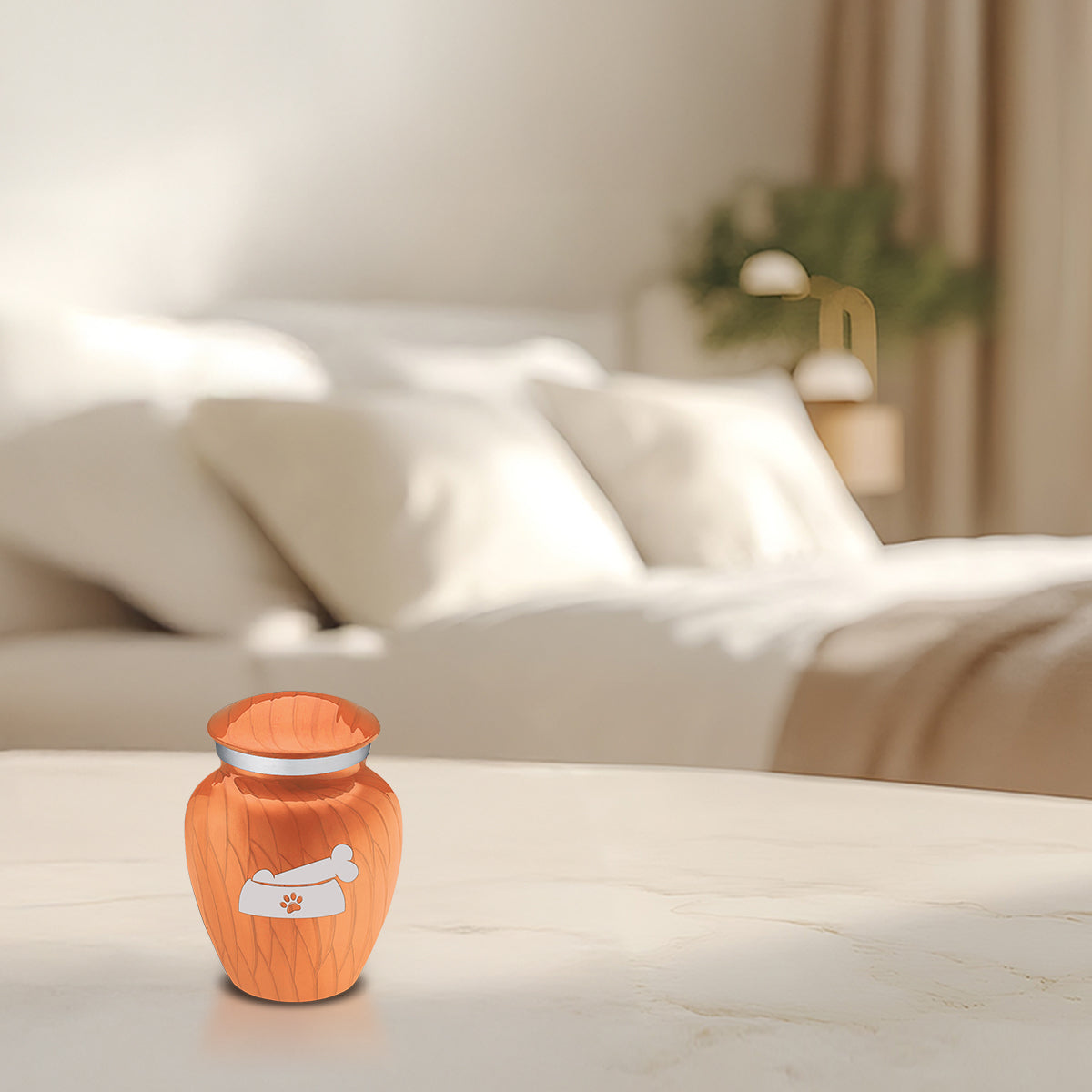 Keepsake  Embrace Pearl Orange Pet Dog Bone Cremation Urn