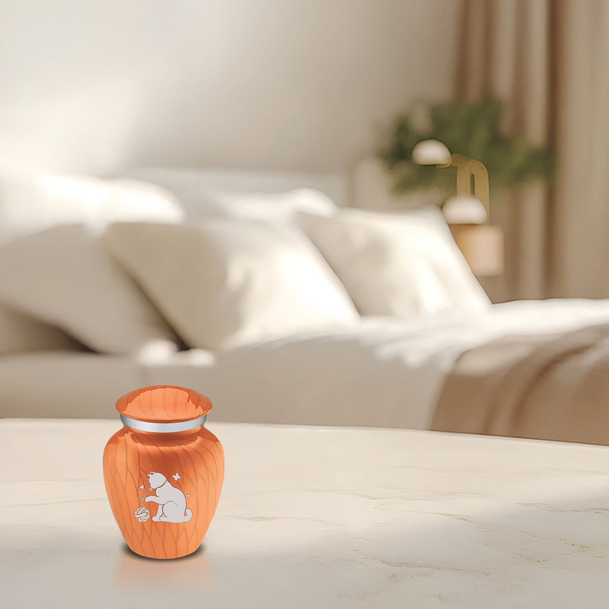 Keepsake Embrace Pearl Orange Pet Fun Cat Cremation Urn