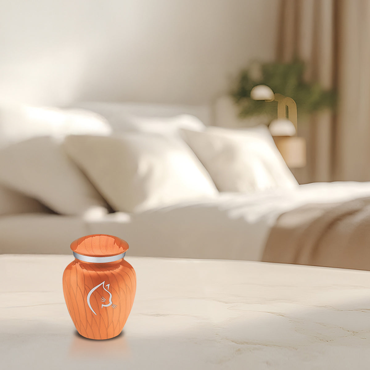 Keepsake Embrace Pearl Orange Cat Pet Cremation Urn