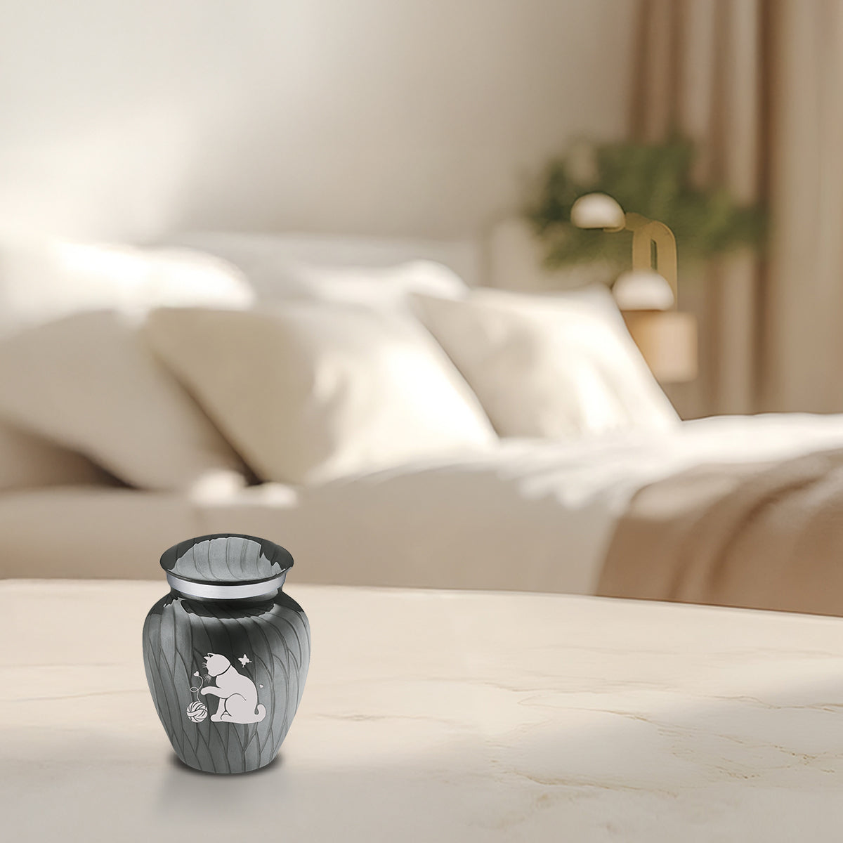 Keepsake Embrace Pearl Silver Pet Fun Cat Cremation Urn