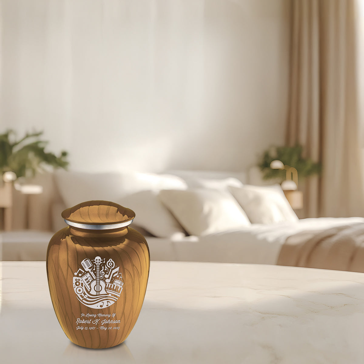 Medium Embrace Pearl Gold Music Cremation Urn