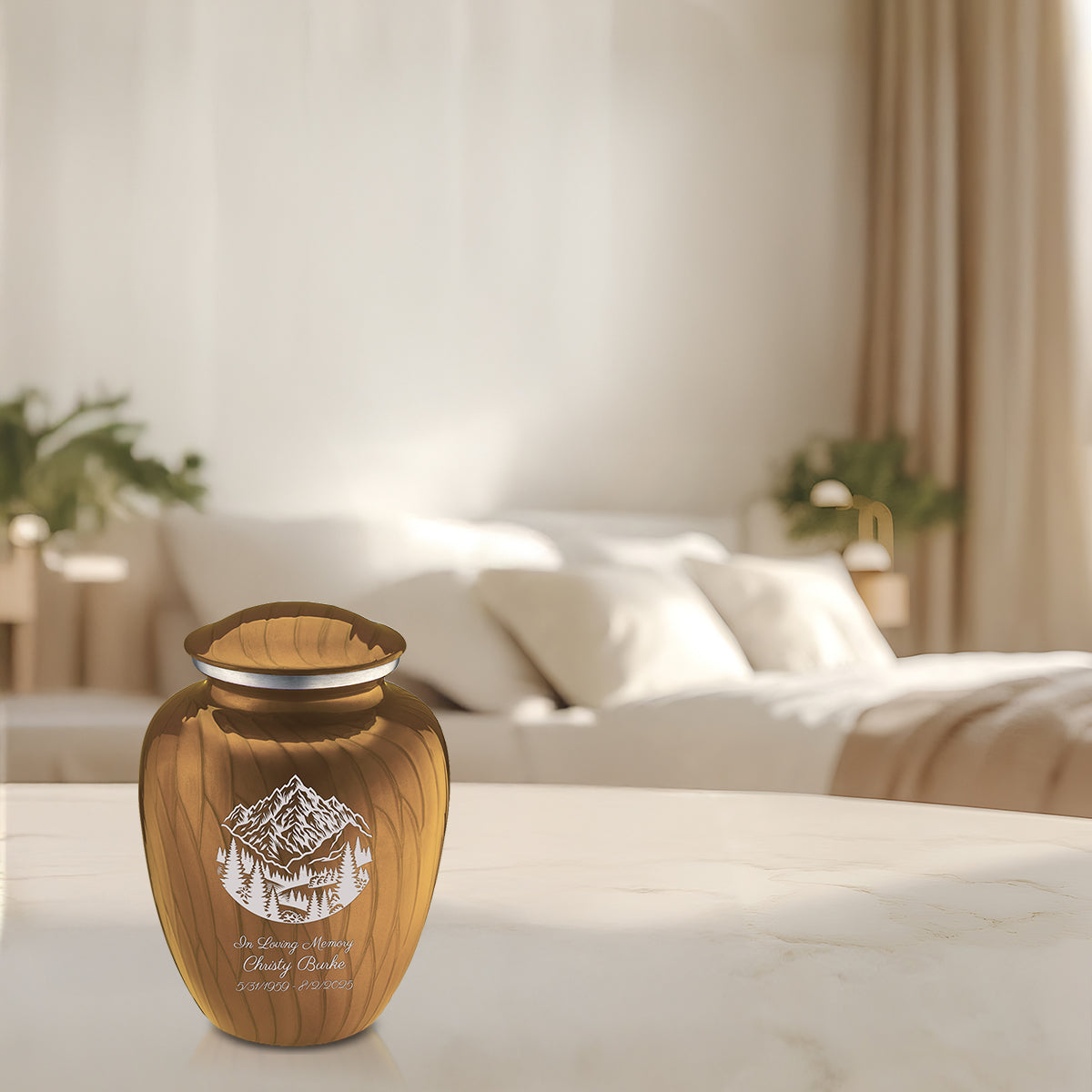 Medium Embrace Pearl Gold Rocky Mountains Cremation Urn