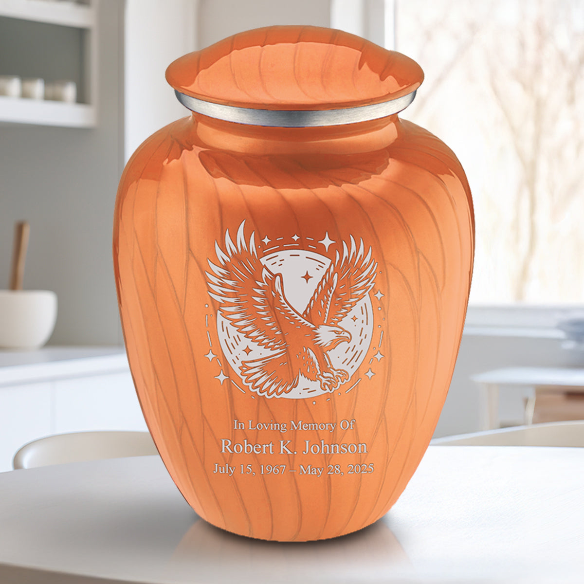 Adult Embrace Pearl Orange Flying Eagle Cremation Urn