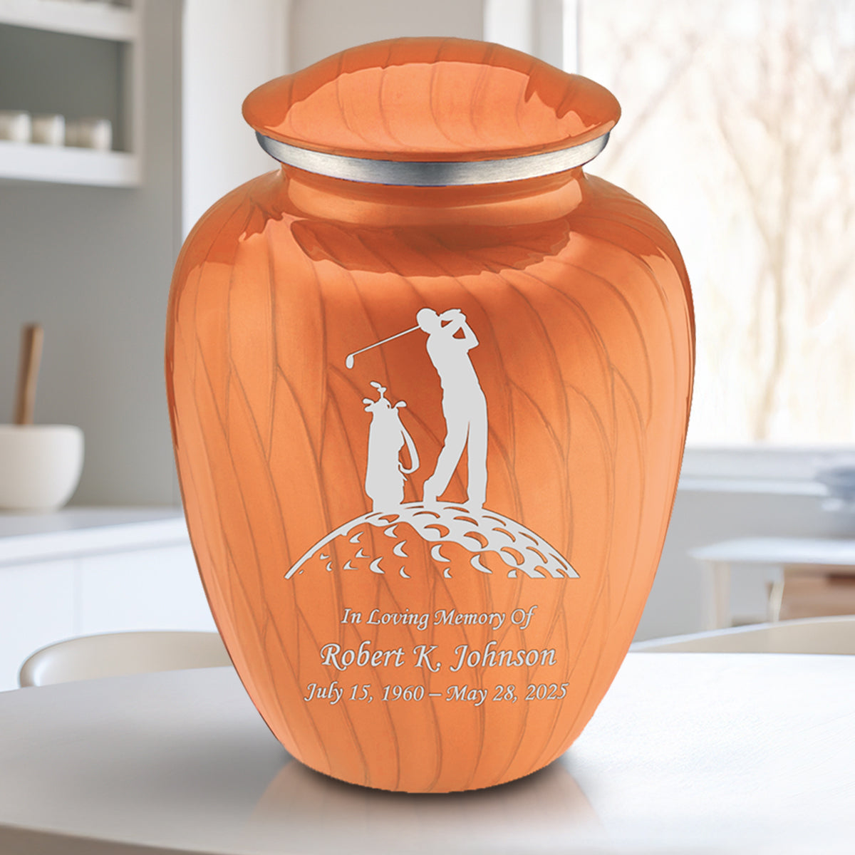 Adult Embrace Pearl Orange Golf Cremation Urn
