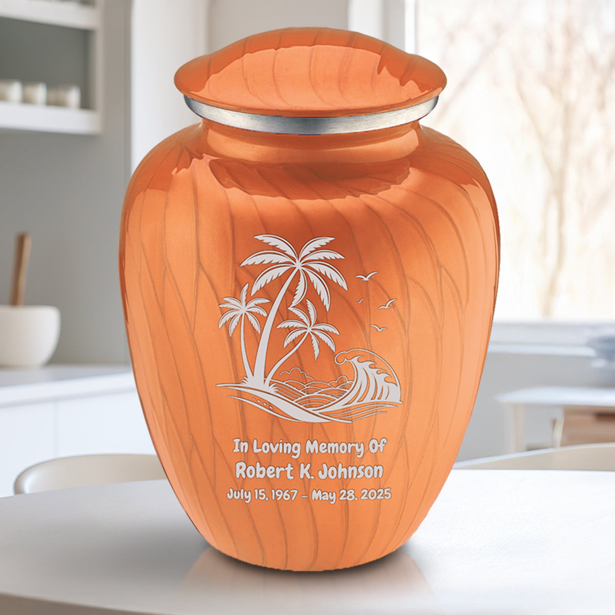 Adult Embrace Pearl Orange Palm Beach Cremation Urn