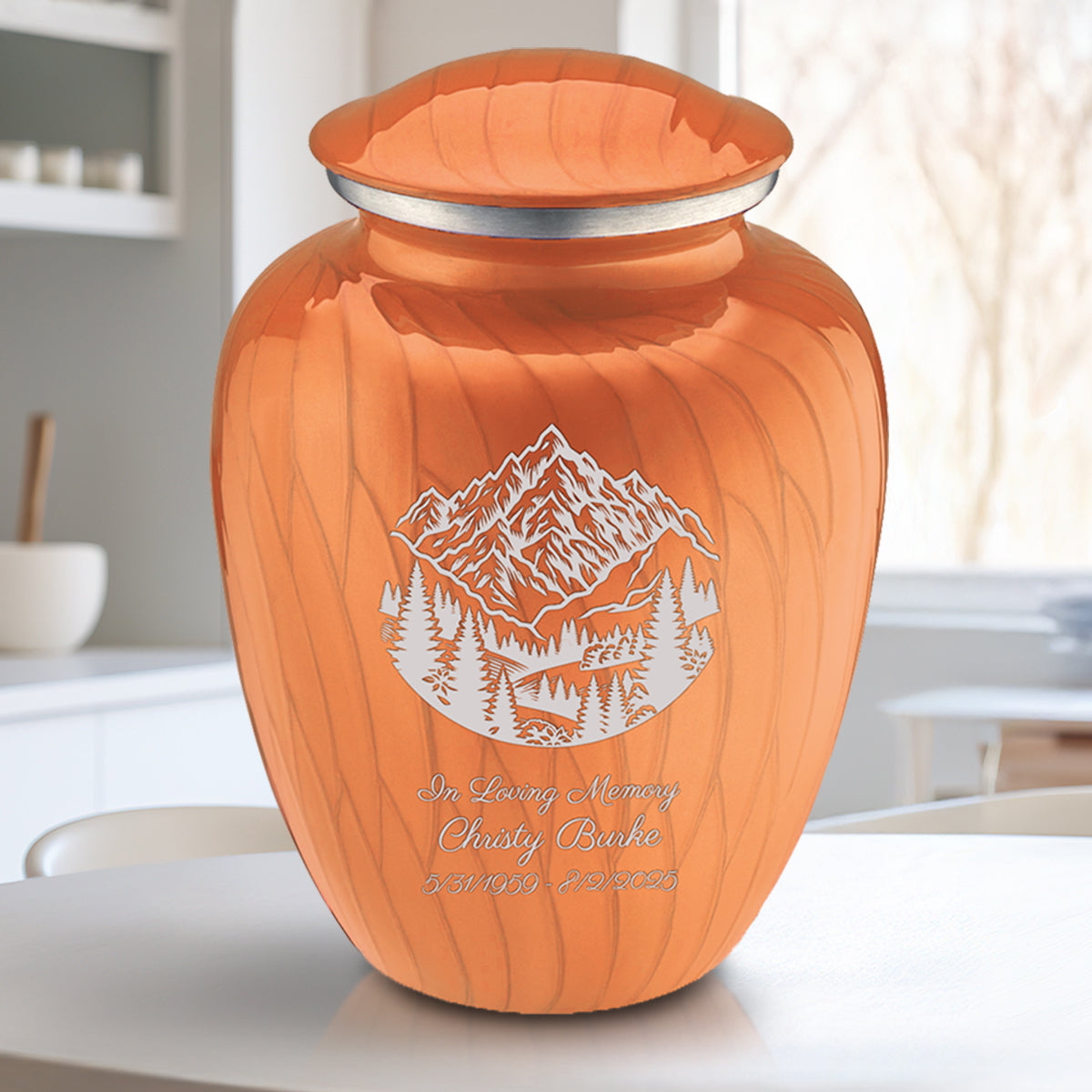 Adult Embrace Pearl Orange Rocky Mountains Cremation Urn