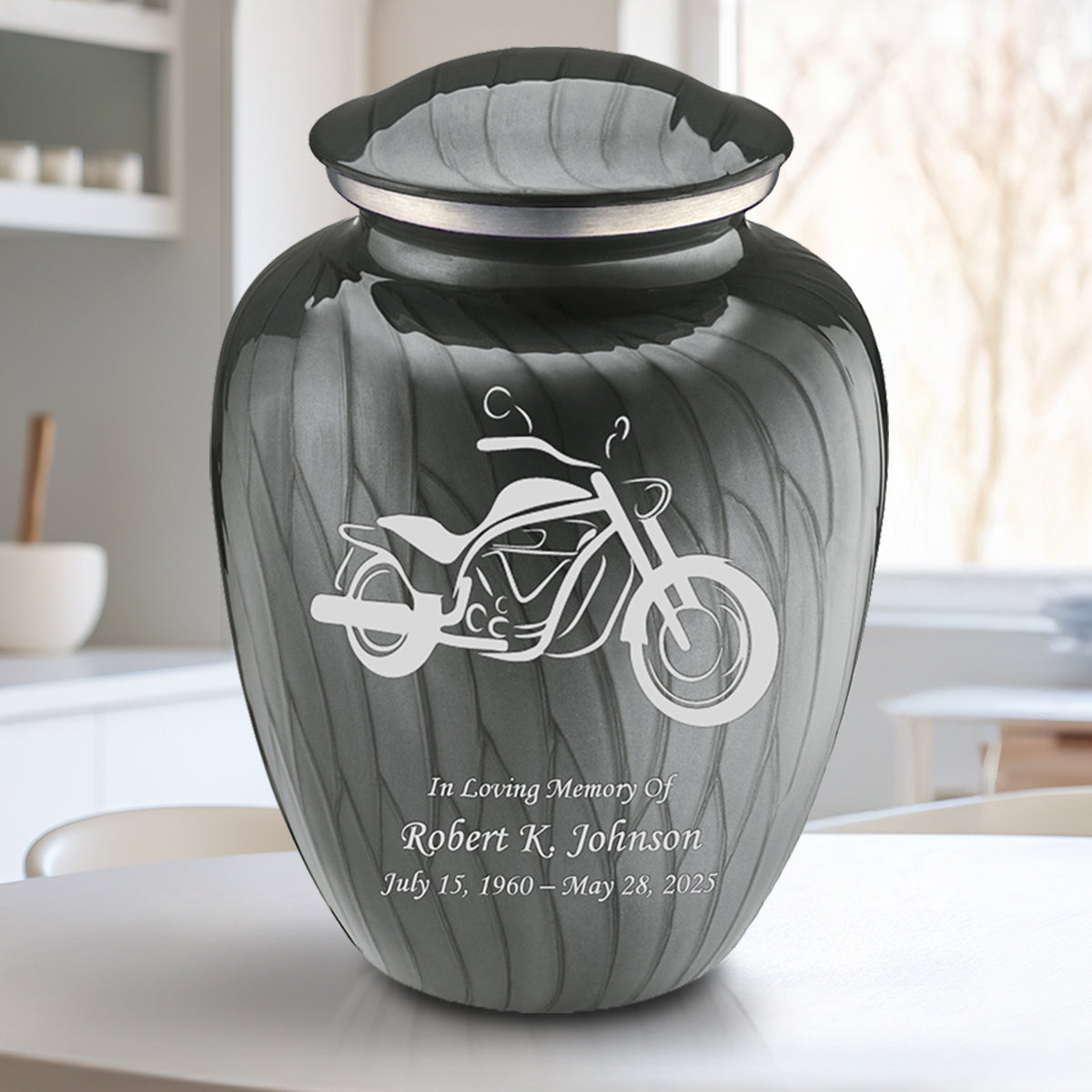 Adult Embrace Pearl Silver Motorcycle Cremation Urn