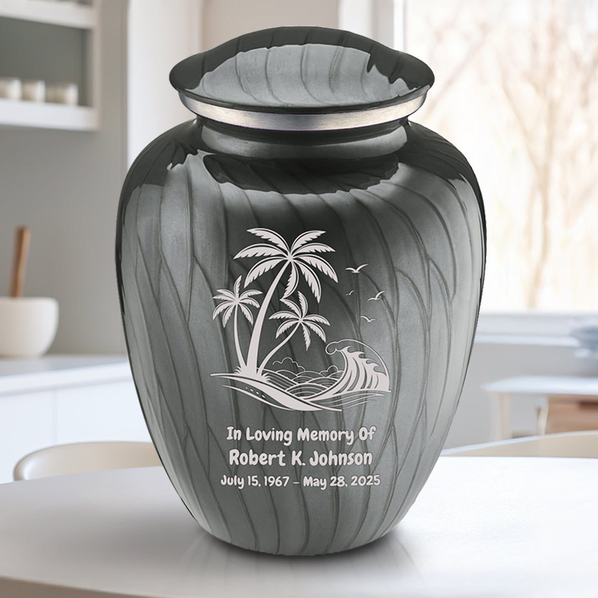 Medium Embrace Pearl Silver Palm Beach Cremation Urn