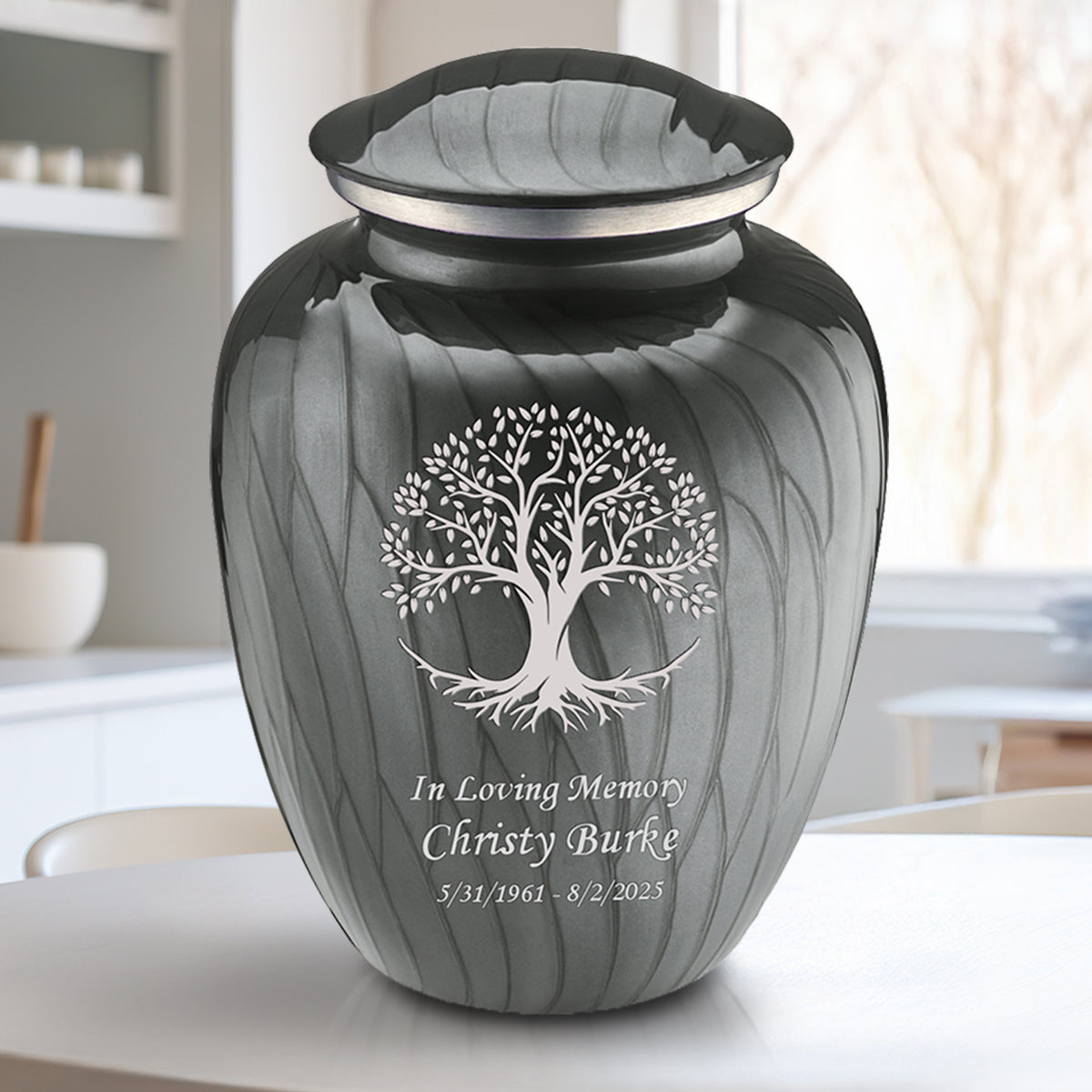 Adult Embrace Pearl Silver Tree of Life Cremation Urn